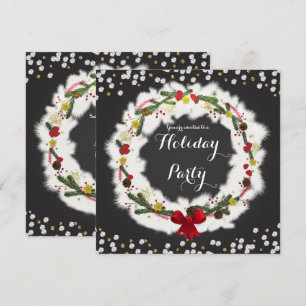 Cartes d'invitation Couronne de Noël rustique en p