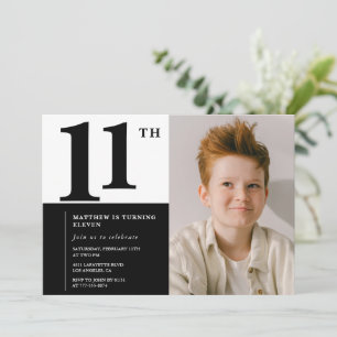 Cartes d'invitation d'anniversaire 11 ans noires É
