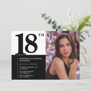 Cartes d'invitation d'anniversaire 18 ans noires É