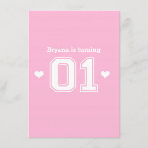 Cartes d'invitation d'anniversaire 1 an Pink Athle