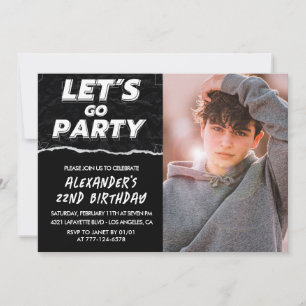 Cartes d'invitation d'anniversaire 22 ans homme Ph