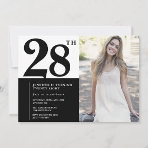 Cartes d'invitation d'anniversaire 28 ans photo no