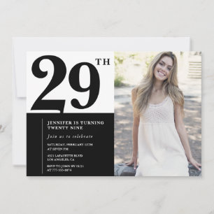 Cartes d'invitation d'anniversaire 29 ans photo no