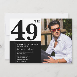 Cartes d'invitation d'anniversaire 49 ans noir et
