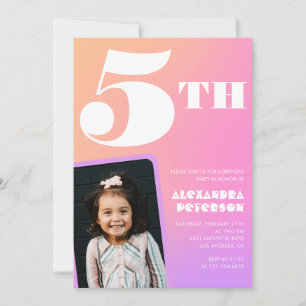 Cartes d'invitation d'anniversaire 5 ans Fille Pho