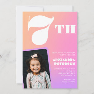Cartes d'invitation d'anniversaire 7 ans fille Ora