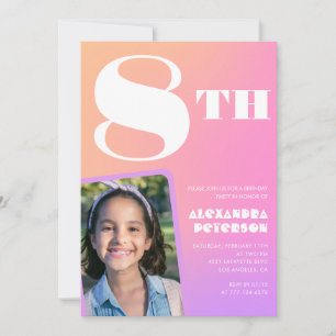 Cartes d'invitation d'anniversaire 8 ans Fille Pho