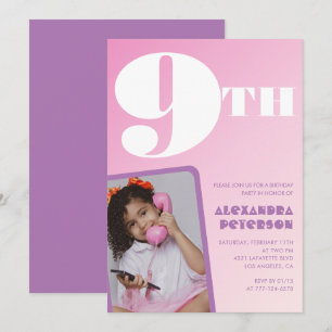 Cartes d'invitation d'anniversaire 9 ans fille dég