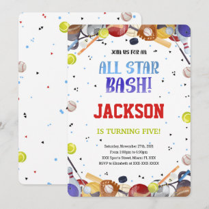 Cartes d'invitation d'anniversaire All Star Sport