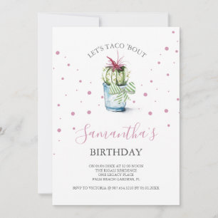 Cartes d'invitation d'anniversaire aquarelle Cactu