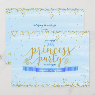 Cartes d'invitation d'anniversaire Bleu & Or pour