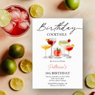 Cartes d'invitation d'anniversaire Cocktail à l'aq