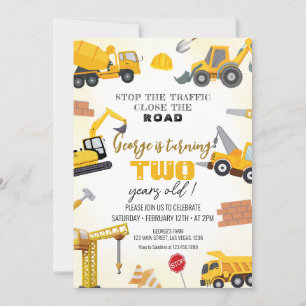 Cartes d'invitation d'anniversaire Construction