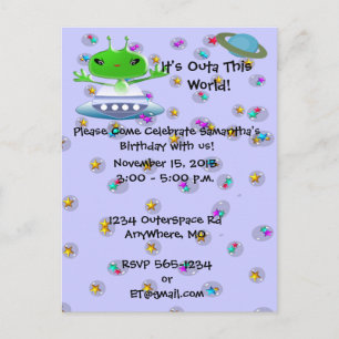 Cartes d'invitation d'anniversaire d'alien ultra m
