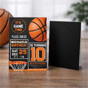 Cartes d'invitation d'anniversaire de basketball p