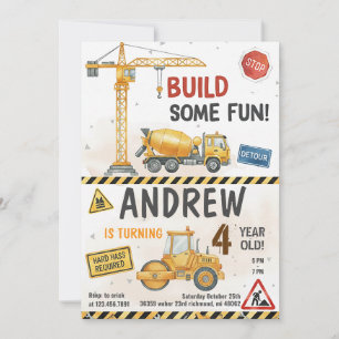 Cartes d'invitation d'anniversaire de construction