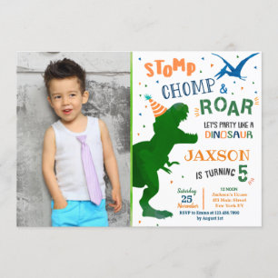 Cartes d'invitation d'anniversaire de dinosaure T-