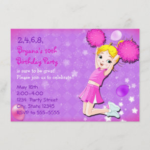 Cartes d'invitation d'anniversaire de meneuse de c