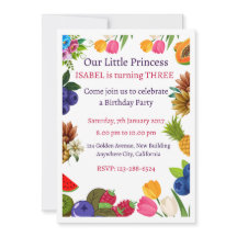 Cartes d'invitation d'anniversaire de princesse fl