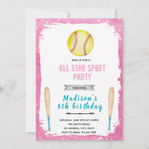 Cartes d'invitation d'anniversaire de softball