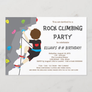 Cartes d'invitation d'anniversaire d'escalade pour