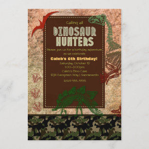Cartes d'invitation d'anniversaire dinosaure fossi