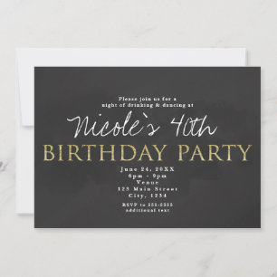 Cartes d'invitation d'anniversaire gris foncé et o