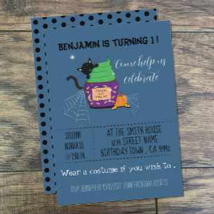 Cartes d'invitation d'anniversaire Halloween Bleu