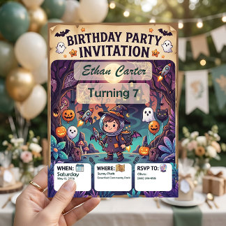 Cartes d'invitation d'anniversaire Halloween effra