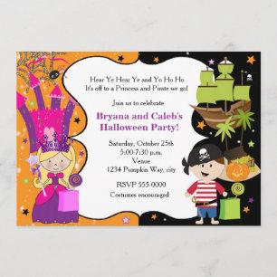 Cartes d'invitation d'anniversaire Halloween Princ
