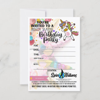 Cartes d'invitation d'anniversaire Licorne SpinNat