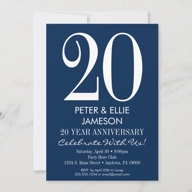 Cartes d'invitation d'anniversaire modernes bleu m (Devant)