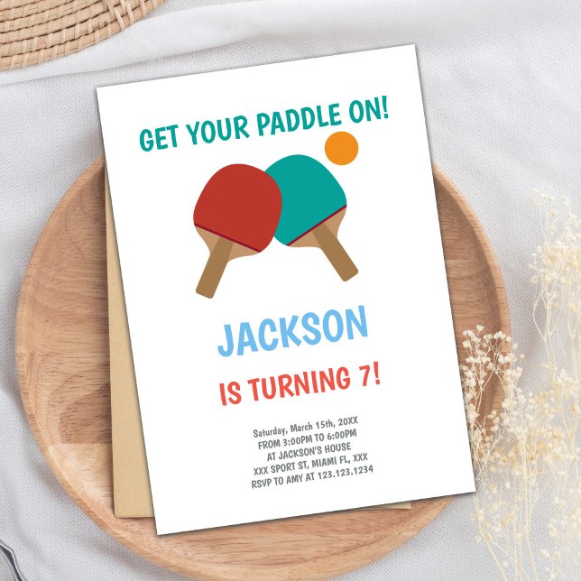Cartes d'invitation d'anniversaire Red vs Green Pi (Red vs Green Ping Pong Birthday Invitations)
