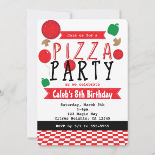 Cartes d'invitation d'anniversaire rouge, noir et