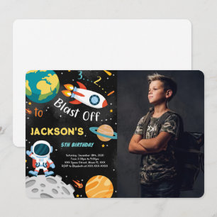 Cartes d'invitation d'anniversaire Space Boy avec
