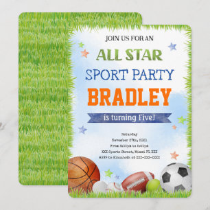 Cartes d'invitation d'anniversaire sportives