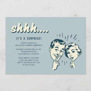 Cartes d'invitation d'anniversaire surprise rétro