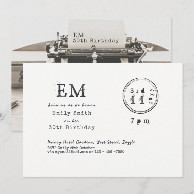 Cartes d'invitation d'anniversaire (TOUT) avec pol (Devant / Derrière)