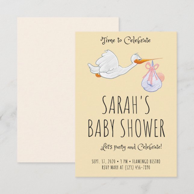 Cartes d'invitation de Baby shower (Devant / Derrière)