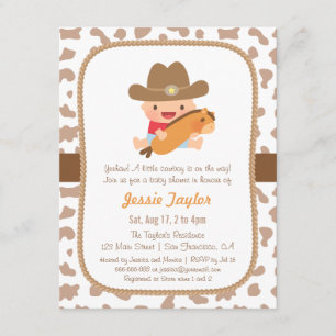 Cartes d'invitation de Baby Shower de Cow-Boy Mign