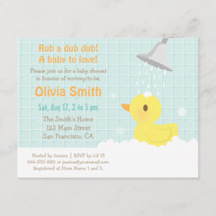 Cartes d'invitation de baby shower Mignon Canard e