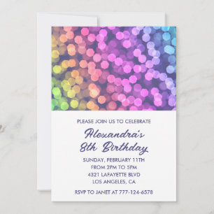 Cartes d'invitation de fête colorées pour 8 ans fi