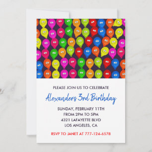Cartes d'invitation de fête colorées pour garçon d