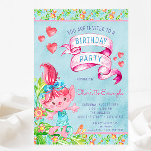 Cartes d'invitation de fête d'anniversaire de Trol