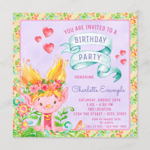 Cartes d'invitation de fête d'anniversaire de Trol