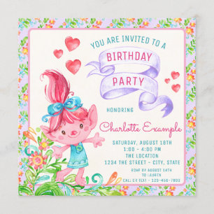 Cartes d'invitation de fête d'anniversaire Troll p