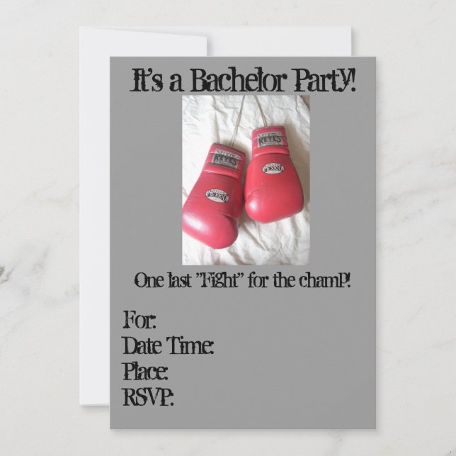 Cartes d'invitation de fête de Bachelor avec Gants (Devant)