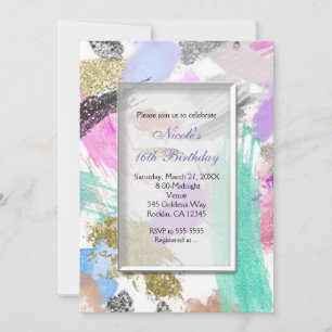 Cartes d'invitation de fête de beauté colorées et 
