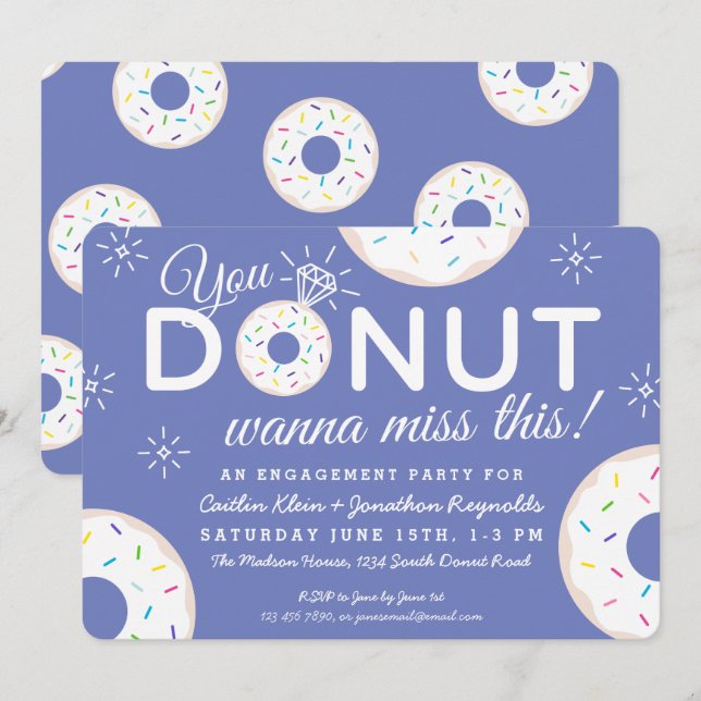 Cartes d'invitation de fête de fiançailles Donut M (Devant / Derrière)