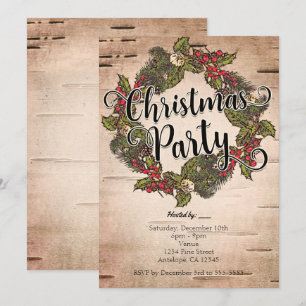 Cartes d'invitation de fête de Noël en bouleau rus